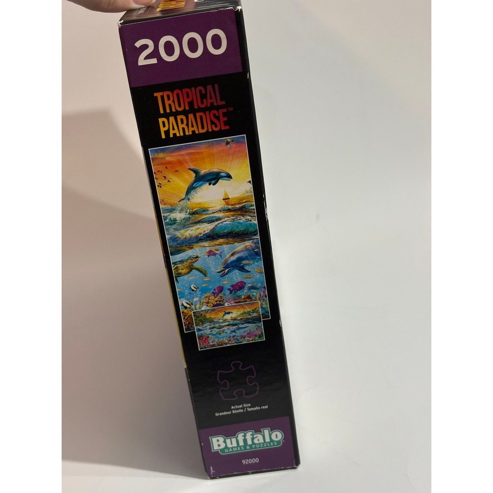 Buffalo Games Tropical Paradise 2000 Piece Jigsaw Puzzle Ocean Dolphin Rainbow - Picture 4 of 4